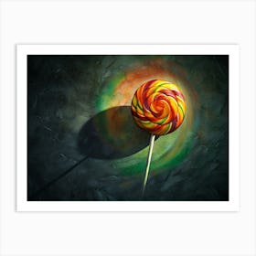 Colorful Lollipop With Rainbow Colors On A Gray Background Art Print