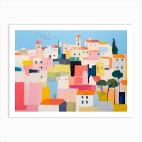 Lisbon Cityscape Watercolor Painting Art Print