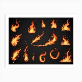 Animated Fire Flames Set 1 Art Print