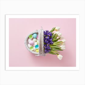 Easter Basket With Flowers 1 Art Print