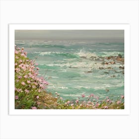 Pink Flowers By The Sea 2 Art Print