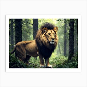 Lion In The Forest Art Print