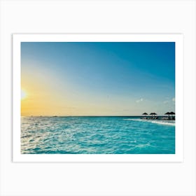 Relax Ocean Glow Earth Horizon Idylli Light Calm Dawn Paradise Sunrise Splash Banner At (15) Art Print