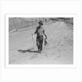 Spanish American Farmer With Fresh Pork From Hog He Has Just Slaughtered And Dressed, Chamisal, New Mexico Art Print