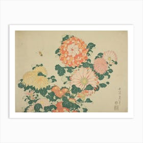 Chrysanthemums And Bees, Katsushika Hokusai Art Print