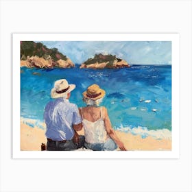 Old Couple On The Beach Art Print