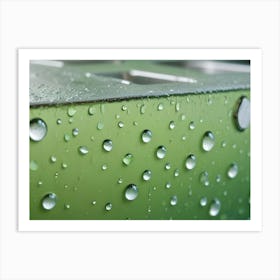 A Close Up Photograph Of Water Droplets On A Green Surface, Creating A Textured And Abstract Pattern Art Print