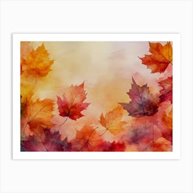 Autumn's Embrace - #AutumnLeaves #WatercolorArt #FallVibes #CozyDecor #SeasonalArt #WallArt #NatureInspired #ColorfulLeaves #WarmTones #FyArt Art Print