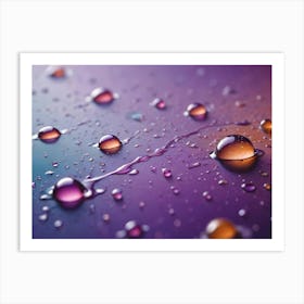 Abstract Design Featuring Water Droplets On A Purple Background, With A Soft Gradient From Blue To Pink Art Print