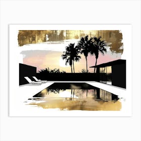 Sunset In The Pool 1 Art Print