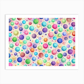 Colorful Seamless Pattern With Polka Dots And Bubbles Art Print