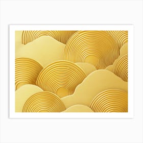 Abstract Gold Circular Pattern Overlapping Painting With Gradient 1 Art Print