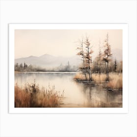 A Painting Of A Lake In Autumn 51 Art Print