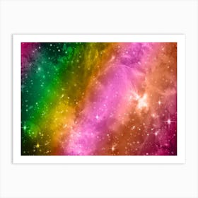 Magenta, Green, Yellow Galaxy Space Background Art Print