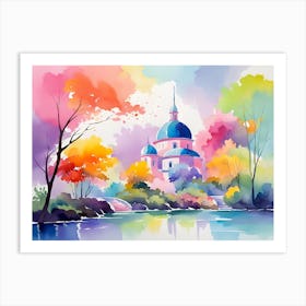 Watercolor Of A Church Art Print