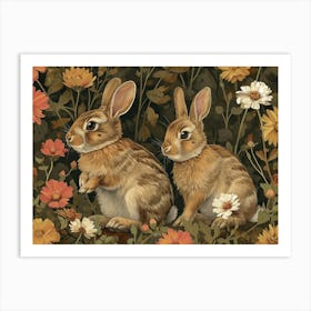 Floral Animal Illustration Rabbit 2 Art Print