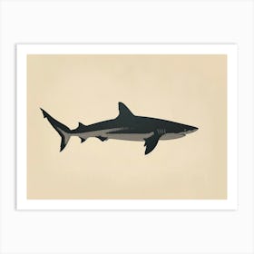 Bull Shark Grey Silhouette 6 Art Print