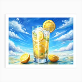 Lemonade With Ice And Lemon Slices Art Print