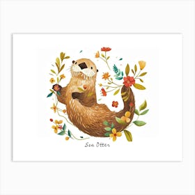 Little Floral Sea Otter 4 Poster Art Print