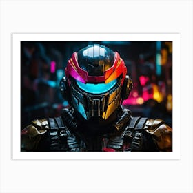 Futuristic Man In A Helmet Art Print