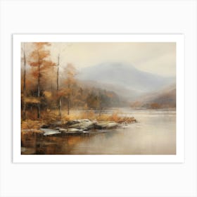 Autumnal Gold Lake Painting Art Print