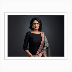 Portrait Of A Confident Indian Businesswoman In Her 30s Wearing A Formal Saree With A Modern Twist Art Print