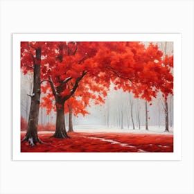 Red Autumn Trees 1 Art Print