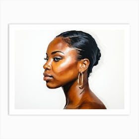 Side Profile Of Beautiful Woman Oil Painting 121 Art Print