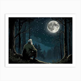 Full Moon In The Woods Art Print