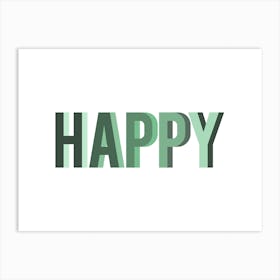 Happy Typography Green Art Print