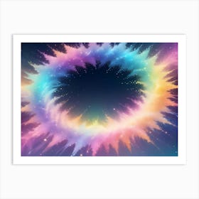 A Vibrant Abstract Image Of A Colorful Explosion Of Paint Splatters, Creating A Circular Shape Art Print