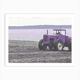 Purple Tractor In The Field Art Print