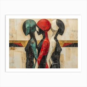 Abstract Woman Faces In Geometric Harmony 8 Art Print