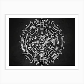 Horoscope - Star map blackboard Art Print