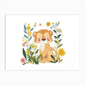 Little Floral Mountain Lion 4 Art Print