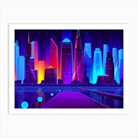 Synthwave Neon City - New York Art Print