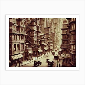 Vintage Surreal Sepia Prints Of China Town 1 Art Print