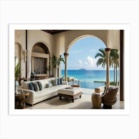 Living Room With Ocean View Art Print