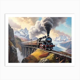 Steam locomotive in the mountains Art Print