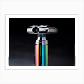 Iridescent Camera Of Future Design Catching Vibrant Reflections Metallic Surface Shimmering With R Art Print