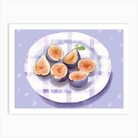 A Plate Of Figs, Top View Food Illustration, Landscape 6 Art Print