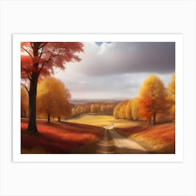 Default Golden Autumn View A Picture Of An Autumn Landscape Art Print