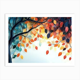 Vibrant 3d Tree Colorful Leaves On Hanging Branches 2 Art Print