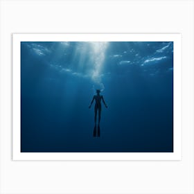 Scuba Diver In The Water Art Print