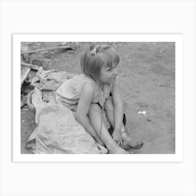 Child Of White Migrant Worker Sitting On Cotton Pickers Sacks Near Harlingen, Texas By Russell Lee Art Print