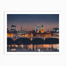 London Skyline At Night Art Print