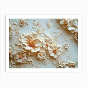 Beautiful 3d Flowers Art Print