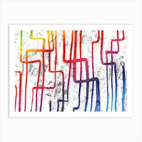 Watercolor Abstraction From Lines Art Print