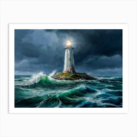 Lighthouse In The Sea Art Print