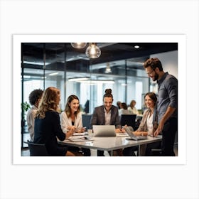 Energetic Team Of Adults Multi Cultural Melting Together In A Well Designed Modern Office Space B (1) Art Print